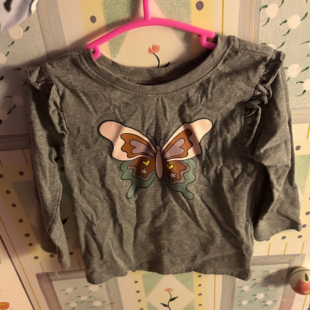 Gray Butterfly Toddler Shirt